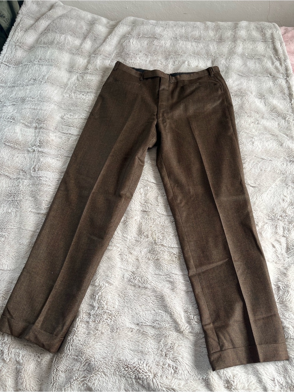 Vintage Men's (34) Talon Zipper Plaid Brown Dress Pants